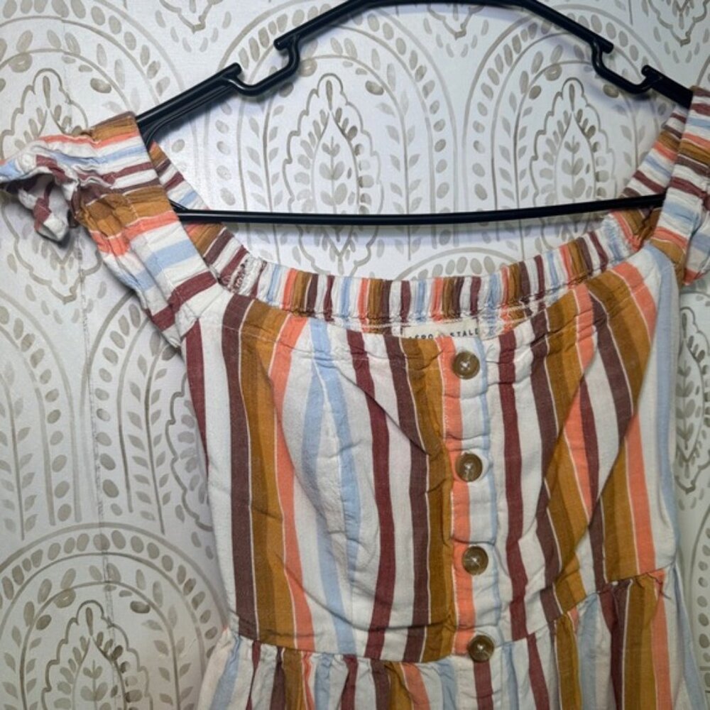 Aeropostale Striped Off Shoulder Smocked Waist Mini Dress XS - Picture 3 of 9